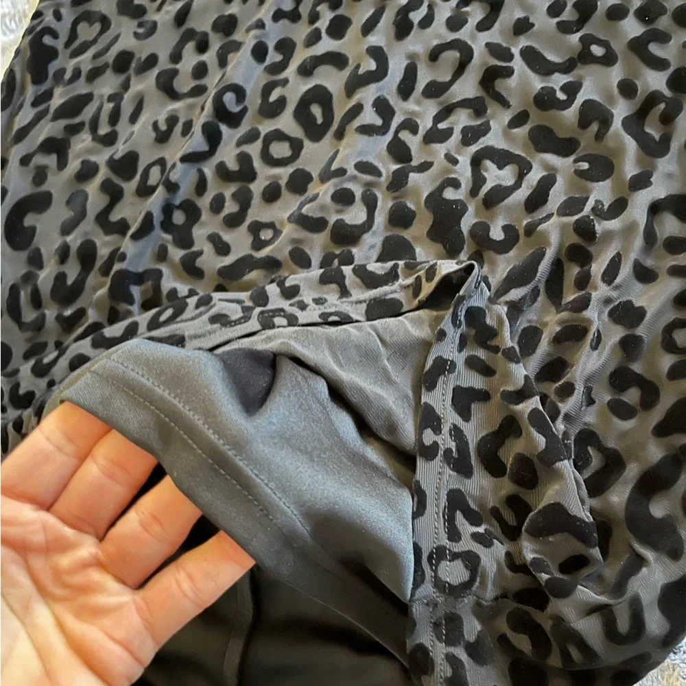 Deja Vu Black Velvet Burnout Overlay Mini Dress long sleeve evening Large EUC - Picture 10 of 16